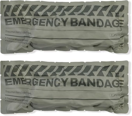 6" Israeli Style Emergency Bandage, Compression Trauma Wound Dressing, Medical Sterile Vacuum Sealed, Combat Tactical First Aid Kit IFAK Supplies, FSA HSA Eligible, 2 Count