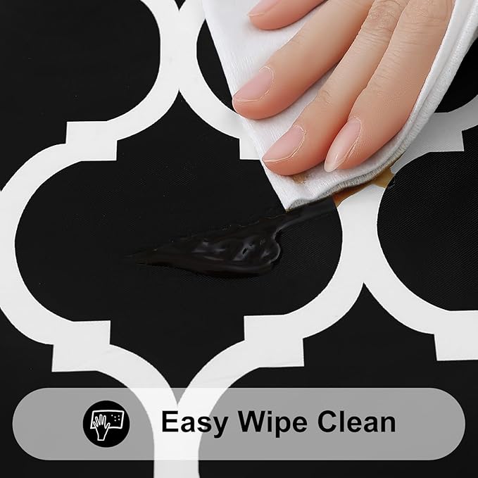 Smiry Rectangle Picnic Table Cover, Waterproof Elastic Fitted Camping Tablecloths for 5 Foot Tables, Wipeable Flannel Backed Vinyl Tablecloth Protector for Indoor, Outdoor (Black, 36x60 Inches)