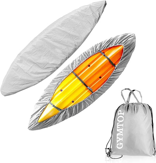 7.8-18ft Waterproof Kayak Canoe Cover-Storage Dust Cover UV Protection Sunblock Shield for Fishing Boat/Kayak/Canoe 7 Sizes [Choose Color] (Silver(Upgraded), Suitable for 13.8-15ft Kayak)