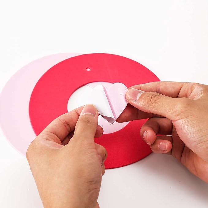 TINYFUTURE 18 Sets DIY Valentine's Day Foam Wreath Crafts Kits Decorations Self Adhesive Heart Sticker Love Heart Letter Shiny Sticker for Kids Party Favors Fun Classroom Home Activities