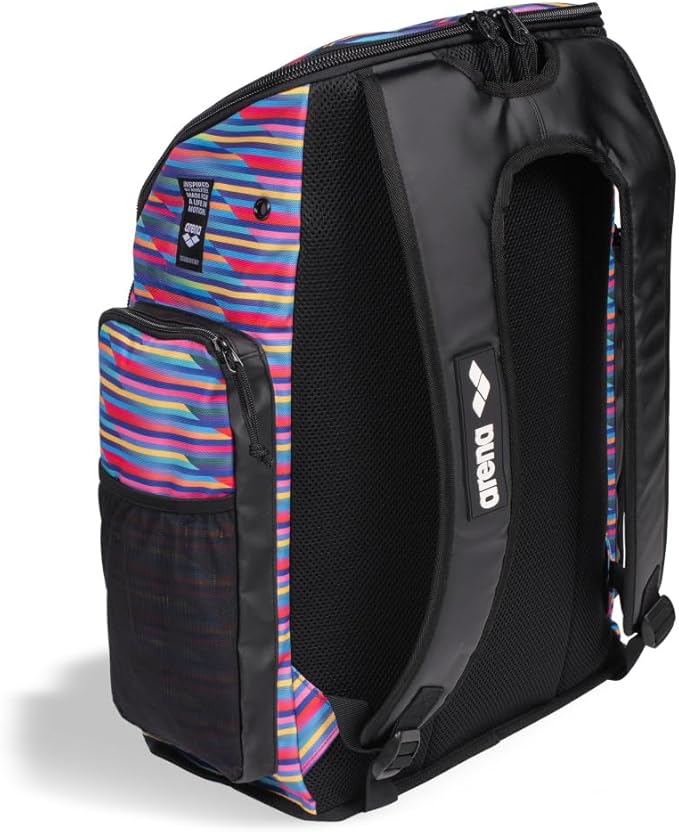 ARENA Spiky III Backpack 45 Swimming Athlete Sports Gym Rucksack Large Training Gear Equipment Swim Bag for Men and Women, 45 Liters, Racing Stripes