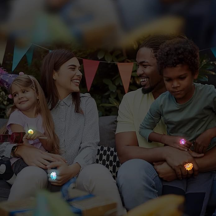 ArtCreativity Light Up Bumpy Rings for Kids, Set of 12, Flashing Accessories for Boys & Girls in Assorted Colors, Light-Up Party Favors for Children, Goodie Bag Fillers and Stocking Stuffers