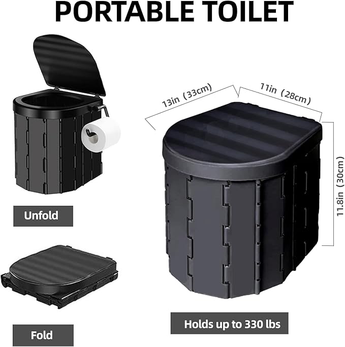 Portable Toilet and Privacy Tent for Adults, Pop Up Potty Tents Outdoor Portable Toilet for Camping with 12 Toilet Bags, Pop-up Tent for Toilet, Travel, Changing