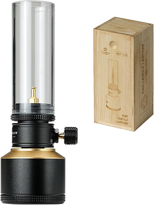 CAMPINGMOON Camping Gas Lantern Gas Candle with Empty Tank Black BKT-1D15