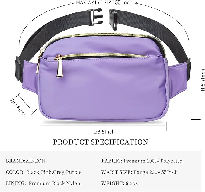 Fanny Packs for Women Men Fashion Plus Size Waist Pack Belt Bag Fanny Pack for Girls Boys with 5 Pockets Adjustable Belt, Cute Bum Bag Hip Bags for Travel Disney Running