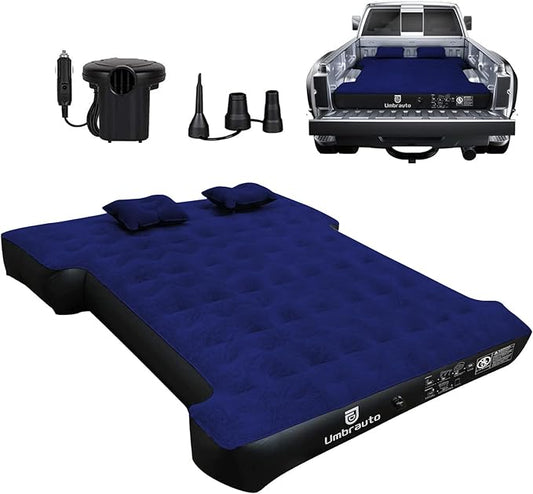 Umbrauto Truck Bed Air Mattress for 6-6.5ft Full Size Truck Beds, Inflatable Pickup Airbed Tent Sleeping Pad with Pump, Repair Patch, Pillows, Carry Bag
