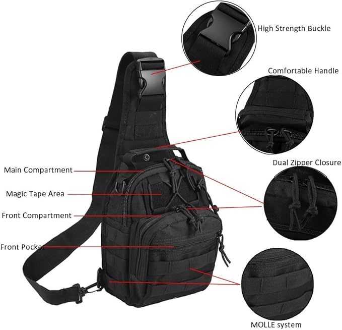 Tactical Shoulder Bag,1000D Outdoor Military Sling Daypack Backpack