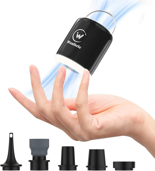 Mini Air Pump for Inflatables, Tiny Electric Air Pump 4.5kPa with Camping Lantern and Magnetic Adsorption,Rechargeable Travel Air Pump for Air Mattress,Sleeping Pad,Pool Float,Swimming Ring