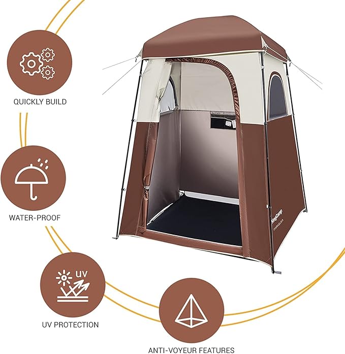 KingCamp Shower Tent, Large Portable 1/2 Room Dressing, Toilet and Changing Tents with Shower Bag & Floor for Camping & Travel
