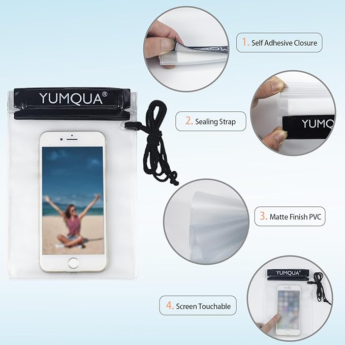 Clear Waterproof Bags, Water Tight Cases Pouch Dry Bags for Camera Mobile Phone Maps Pouch Kayak Military Boating Document Holder