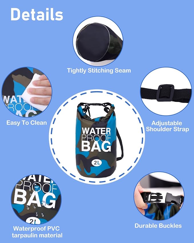 babygoal Waterproof Wet Bag and Dry Bag, Roll Top Waterproof Backpack Sack for Travel,Swimming,Kayaking, Beach, Rafting, Boating, Hiking, Camping and Fishing 2WLL05-B