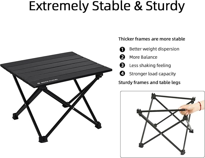 ROCK CLOUD Portable Camping Table Ultralight Aluminum Camp Table Folding Beach Table for Camping Hiking Backpacking Outdoor Picnic