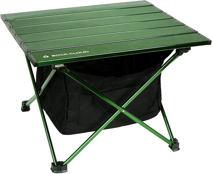 ROCK CLOUD Portable Camping Table Ultralight Aluminum Camp Table with Storage Bag Folding Beach Table for Camping Hiking Backpacking Outdoor Picnic, Green