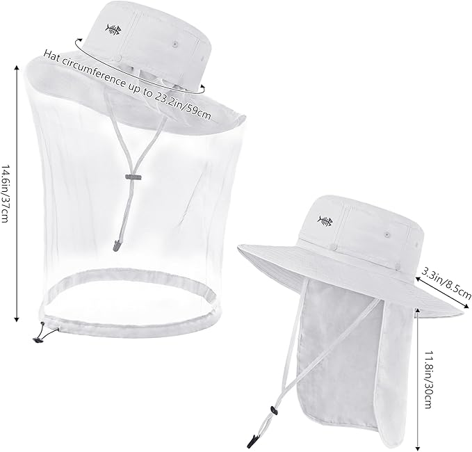 BASSDASH UPF 50+ Mosquito Sun Hat with Hidden Head Net and Neck Flap for Men Women Outdoor Fishing Hiking Camping FH16