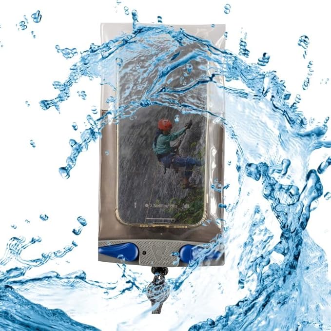 Aquapac Waterproof Phone Case, Medium, Grey, Lanyard, iPhone and Android, Made in The UK, Hiking, Mountain Biking, Running Accessory, Travel Essential, 5 Year Warranty. IPX8 Certified to 30 ft deep.