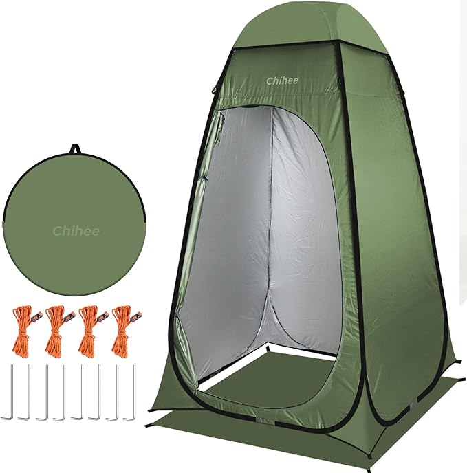Chihee Outdoor Privacy Shelter Pop Up Camping Bathroom Tent Pod Portable Changing 1 Room Instant Camp Toilet Stall Shower Tents Dressing Room Foldable with Cover Floor Carry Bag Hiking Fishing