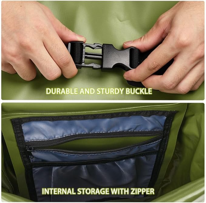 Blueshyhall 30L Waterproof Dry Backpack, Outdoor Travel Roll Top Closure Water Repellent Duffle Storage Sack for Kayaking Rafting Boating Fishing Camping and Beach - Green