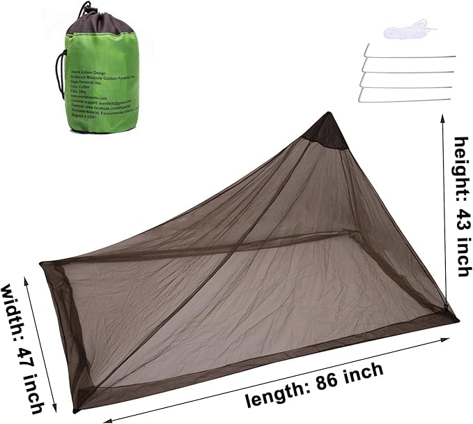 No-See-Ums Camping Mosquito Net Bed Compact and Ultra-Light for Travel，Finest Holes Mesh 2000 Noseeum Netting for Camping and Hiking, Without Sleeping Mat