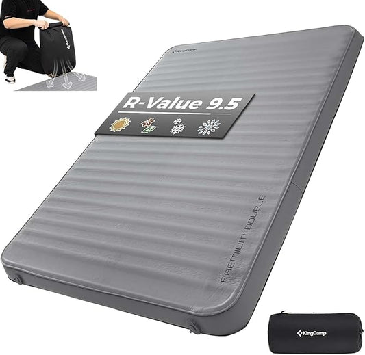 KingCamp Self Inflating Sleeping Pad for Camping Ultra Thick Double Single Foam Mattress High R Value Camping Air Pad Mat, Multi Colors & Sizes