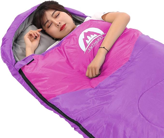 SWTMERRY Sleeping Bag 3 Seasons (Summer, Spring, Fall) Warm & Cool Weather - Lightweight,Waterproof Indoor & Outdoor Use for Kids, Teens & Adults for Hiking and Camping