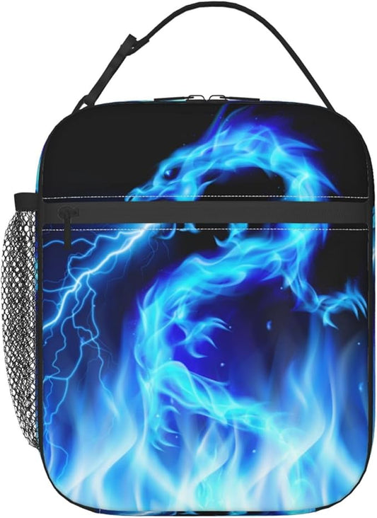 Blue Ice Dragon Lunch Box for Kids Boys Girls, Insulated Lunch Bag for Women Men, Leakproof Durable Lunch Cooler for School Work Travel