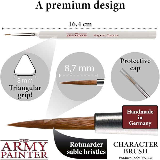 The Army Painter Wargamer: Character Brush - Fine Detail Paint Brush Set with Rotmarder Sable Hair - Small Paint Brush, Model Paint Brush, Fine Tip Paint Brushes for Acrylic and Miniature Painting