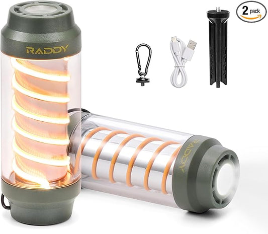 Raddy CL-1 Portable Rechargeable Flashlight with 7 Light Modes, IPX6 Waterproof, with Carabiner and Stand, for Hiking, Fishing, Emergency, Power Outage