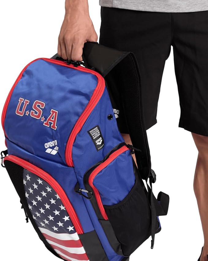 ARENA Spiky III Backpack 45 USA Swimming Athlete Sports Gym Rucksack Large Training Gear Equipment Swim Bag for Men and Women, 45 Liters, US Team