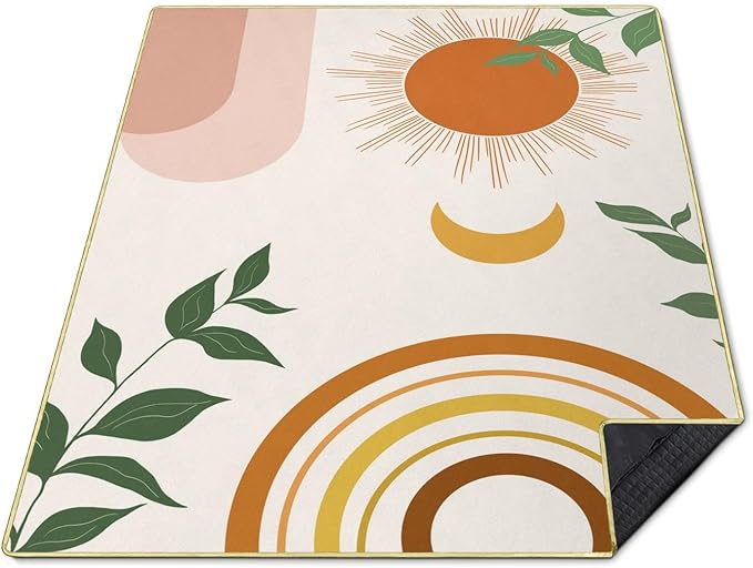 Extra Large Picnic Blankets Waterproof Foldable (60"x 80") Boho Beach Blanket Waterproof Sandproof,3-Layer Thicking Mat Outdoor Packable Camping Blanket