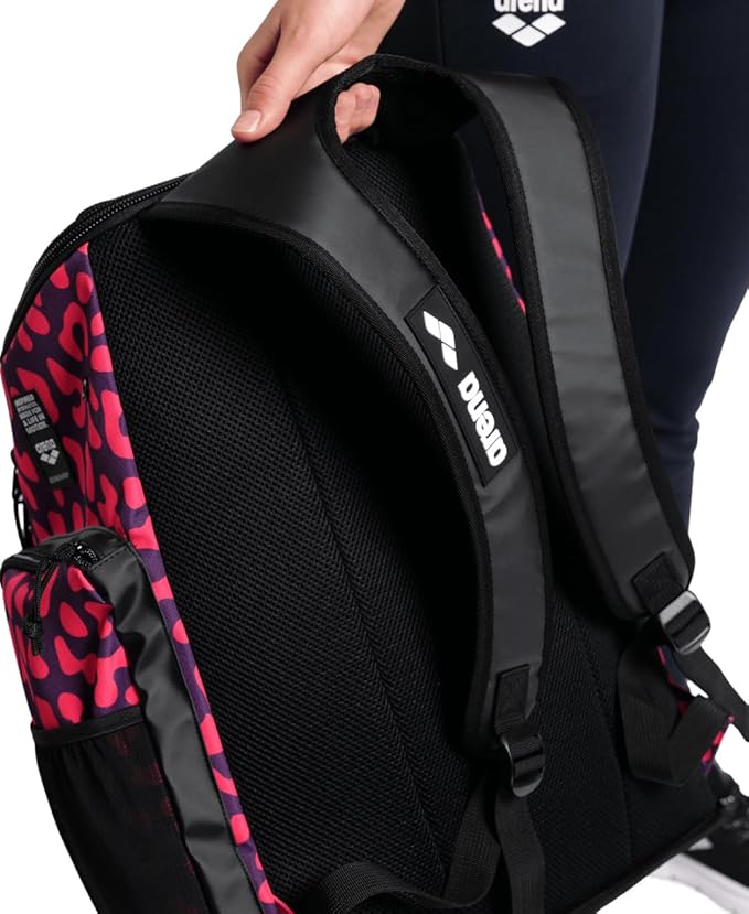 ARENA Spiky III Backpack 45 Swimming Athlete Sports Gym Rucksack Large Training Gear Equipment Swim Bag for Men and Women, 45 Liters, Violet/Geranium