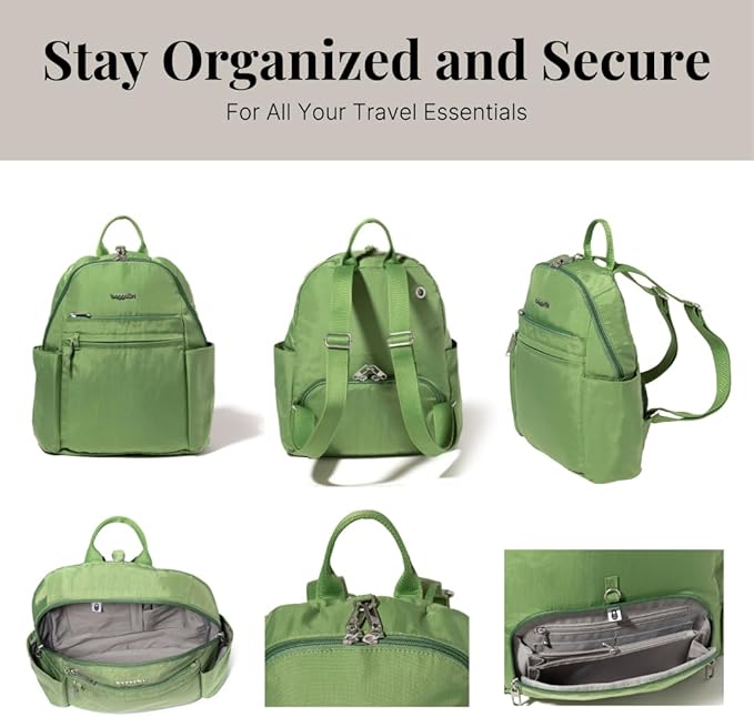Baggallini Securtex Anti-theft Vacation Backpack for Women - Lightweight Travel Backpack Locking Zipper & RFID Wallet