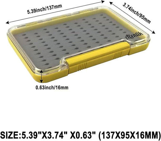 Aventik Fly Fishing Boxes Silicone Super Slim Fishing Storage Fishing Tackle Case Waterproof Best Pocket Sizes 7.36"X4.02"X0.63"/5.39"X3.74" X0.63'(2pc-g048mt)