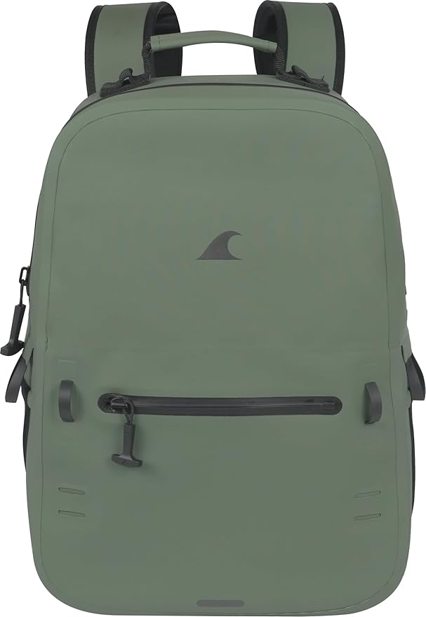 Breakwater Supply™ River Ute Waterproof IP68 Fishing Backpack, Floating TPU Submersible Dry Bag with Padded Hip Belt and Airtight Zippers | 20L (River Ute 20L Marsh Green)