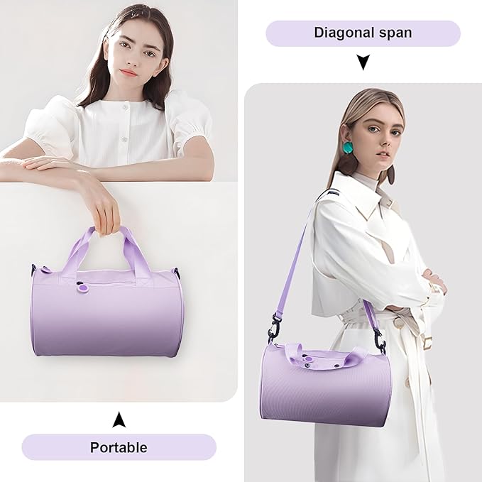 Gym Bag for Women, Waterproof Travel Bag with Wet Clothes Compartments and Adjustable Strap, Small Duffel Bag for Sports, Gyms and Weekend Getaway