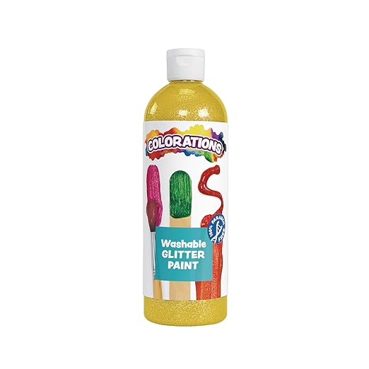 Colorations Washable Glitter Paint, 16 fl oz, Yellow, Non Toxic, Vibrant, Bold, Kids Paint, Craft, Hobby, Fun, Art Supplies