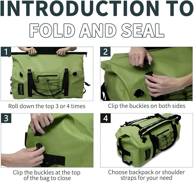 80L Dry Bag Large Waterproof Bag Roll-Top Heavy Duty Fishing Duffel Bag with Durable Straps & Handles for Kayaking Paddle boarding Boating Rafting Fishing