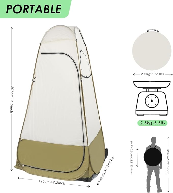Portable Privacy Tent - Pop Up Shower & Changing Room for Outdoor Camping
