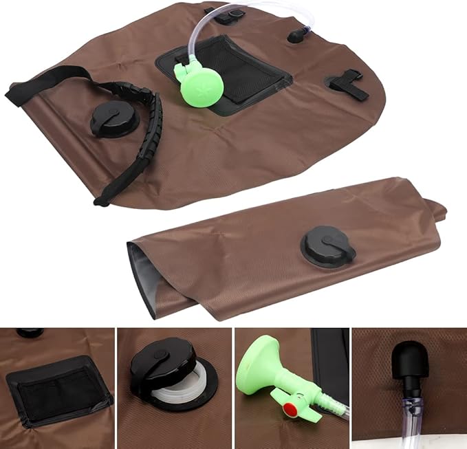 Solar Shower Bag | 5 Gal/20L Solar Heating Camping Shower Bag | Removable Hose | On-Off Switchable Shower Head | Ducha Portatil | Traveling Shower | Portable Shower for Beach Swimming, Hiking