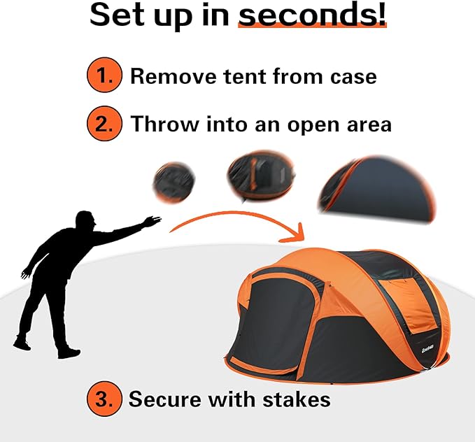 EchoSmile Camping Instant Pop Up Tent, 2/4/6/8/10 Person, Water Resistant Dome, Easy Setup for Camping Hiking and Outdoor, Portable with Carry Bag, 3 Season