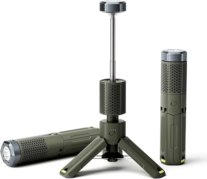 Camping Light, Telescopic Camping Lantern with Storage Bag, Collapsible, Magnetic, 10500mAh Battery, Rechargeable Outdoor Portable Lights for Hiking, Fishing, and Travel (Dark Green)