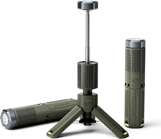 Camping Light, Telescopic Camping Lantern with Storage Bag, Collapsible, Magnetic, 10500mAh Battery, Rechargeable Outdoor Portable Lights for Hiking, Fishing, and Travel (Dark Green)