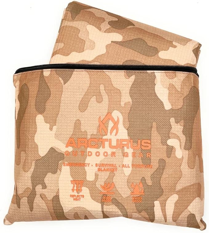 Arcturus Heavy Duty Survival Blanket – Insulated Thermal Reflective Tarp - 60" x 82". All-Weather, Reusable Emergency Blanket for Car or Camping (Desert Camo)