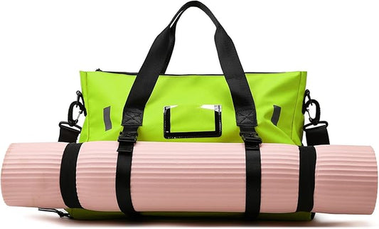 Gym Bag for Women, Yoga Mat Bag with Shoes Compartment & Wet Dry Pockets & Adjustable Yoga Mat Holder