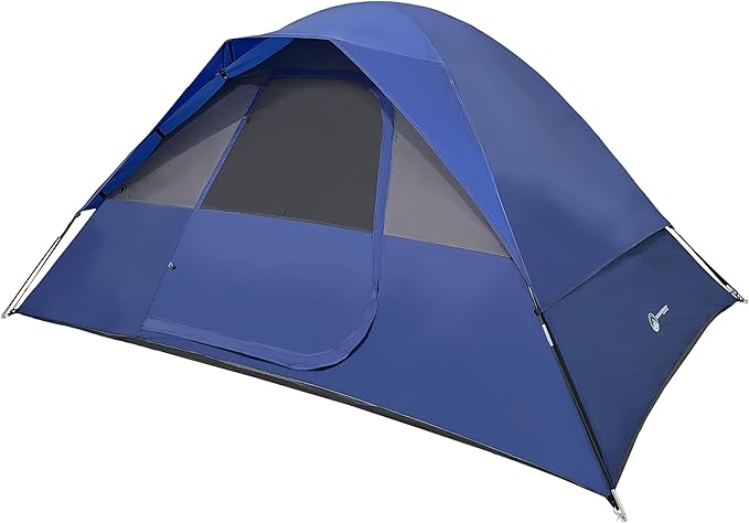 5 Person Camping Tent - Includes Rain Fly and Carrying Bag - Easy Set Up Tent for Backpacking, Hiking, or Beach Use by Wakeman Outdoors (Blue)