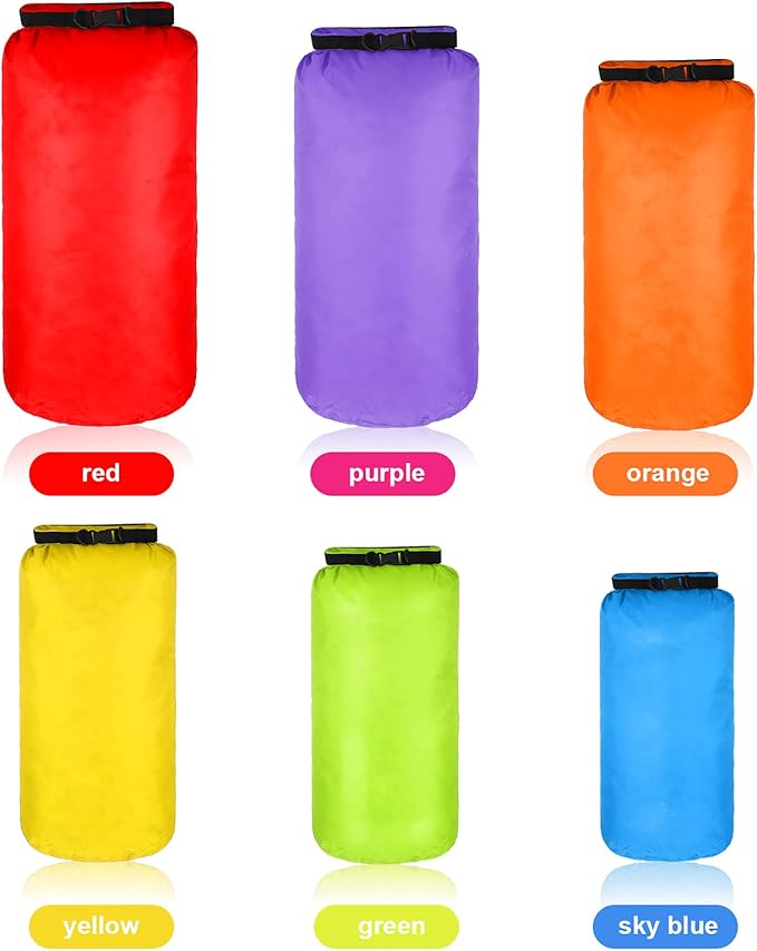 Shappy 6 Pcs Waterproof Dry Bag Set 6 Size Lightweight Sack and Long Adjustable Shoulder Strap 20/15/10/8/5/3l Outdoor Keep Gear Stuff Sack for Backpacking Boating Hiking Camping