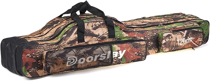 oorslay Portable Folding Fishing Tackle Storage Bags Oxford Fishing Rod Case Fishing Pole Bag Carry Organizer Waterproof Fishing Bag