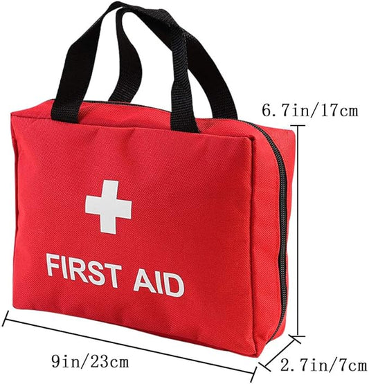 AOUTACC 2 Pack Nylon First Aid Empty Kit,Compact and Lightweight First Aid Bag for Emergency at Home, Office, Car, Outdoors, Boat, Camping, Hiking(Bag Only) (2 Pack Red With Handles)