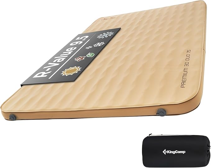 KingCamp Self Inflating Sleeping Pad for Camping Ultra Thick Double Single Foam Mattress High R Value Camping Air Pad Mat, Multi Colors & Sizes