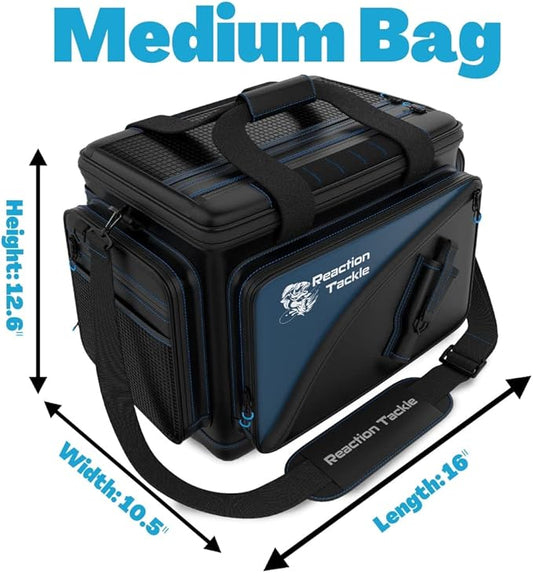 Reaction Tackle Fishing Tackle Bag – Salt Water Resistant Fishing Bag, 1000D PVC Waterproof Material, Tackle Box Organizer with Dividers for 3600 or 3700 Trays (Small, Medium, Backpack only fit 3600)