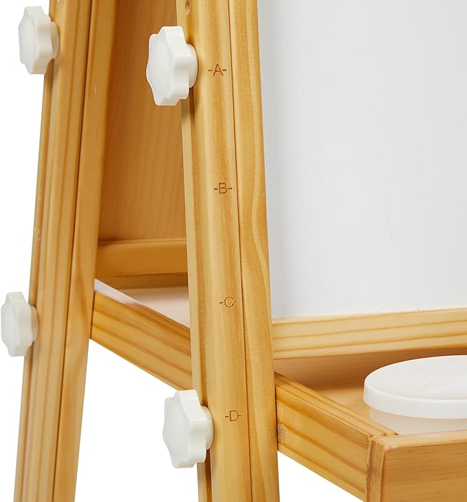 Colorations All in One Wooden Adjustable Easel for Kids, Ages 2-6 + |32", 37", & 41" Heights | Toddler, Preschool, & Kindergarten Art Stand with Whiteboard & Chalkboard | Magnetic